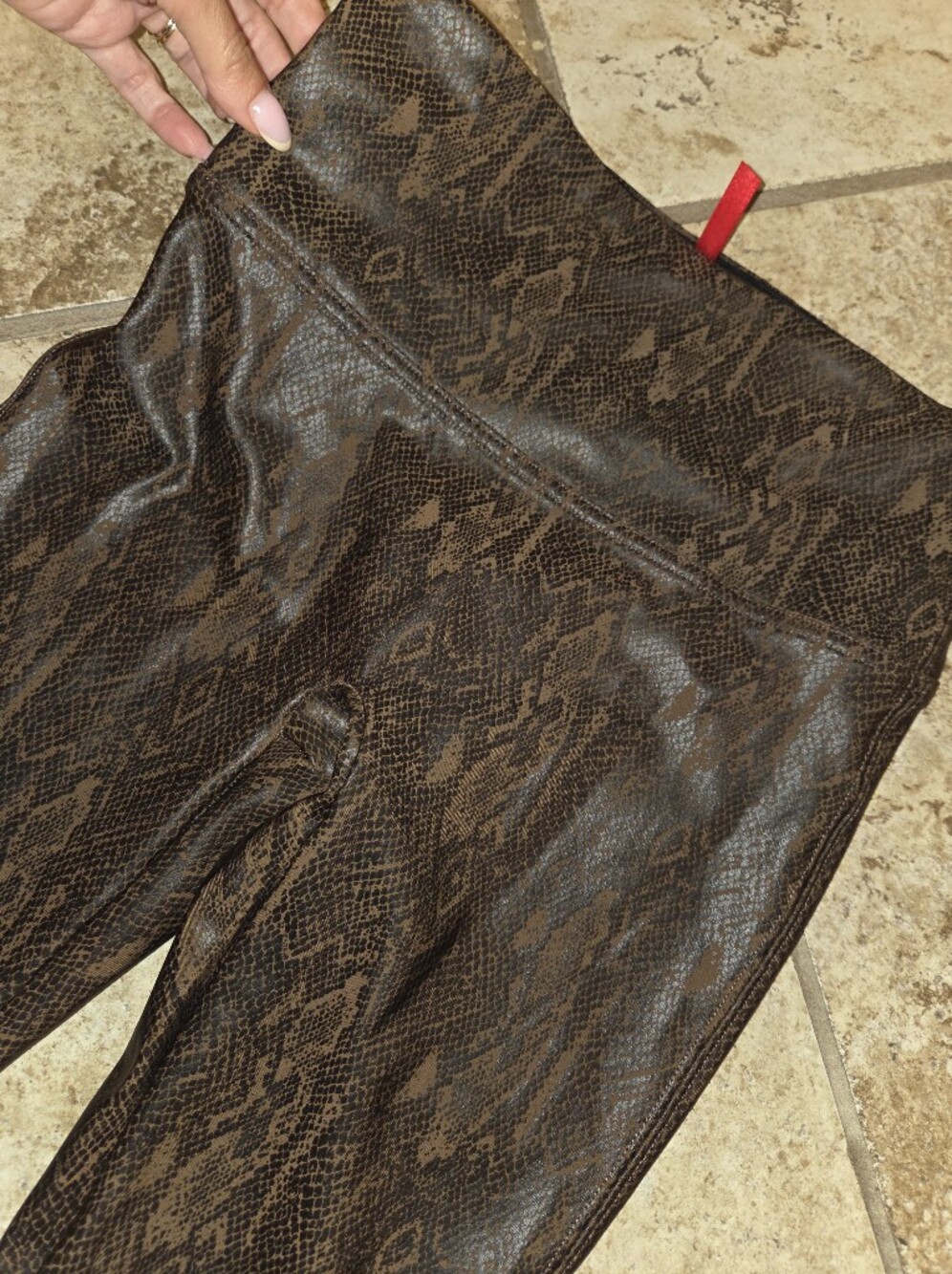 SPANX Women's Snake-Print Faux Leather Leggings